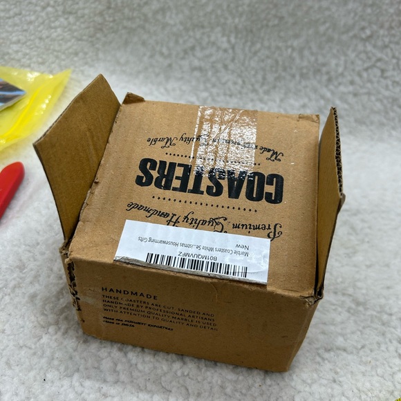 Coasters white square marble 4 made in India handmade 4" x 4" - Picture 6 of 9